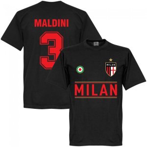 Milan Maldini 3 Team T-Shirt - Black