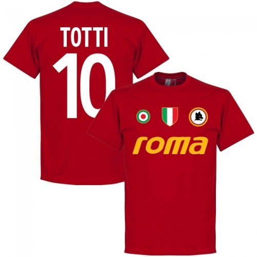 Roma Vintage Totti 10 Team T-Shirt - Tango Red