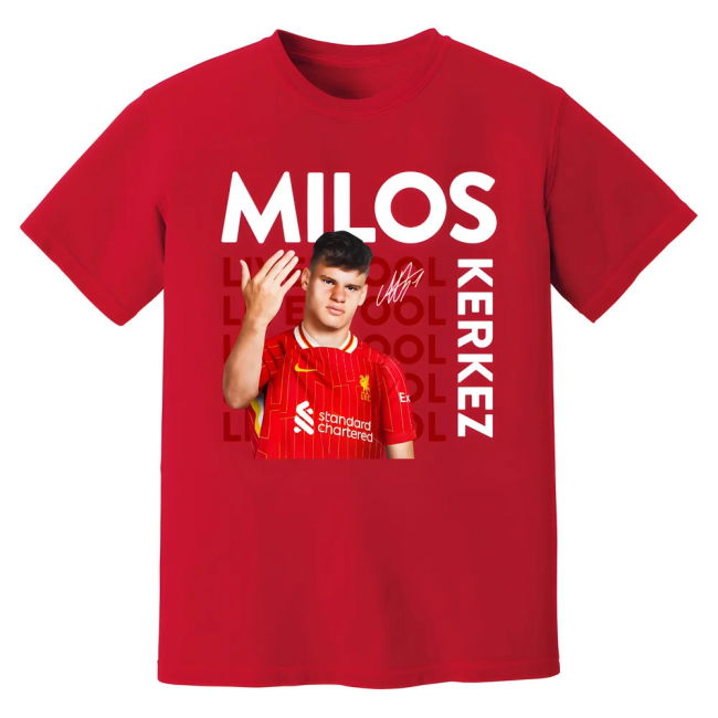 Milos Kerkez Liverpool New Signing T-Shirt (Red)