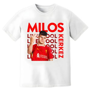 Milos Kerkez Liverpool New Signing T-Shirt (White)
