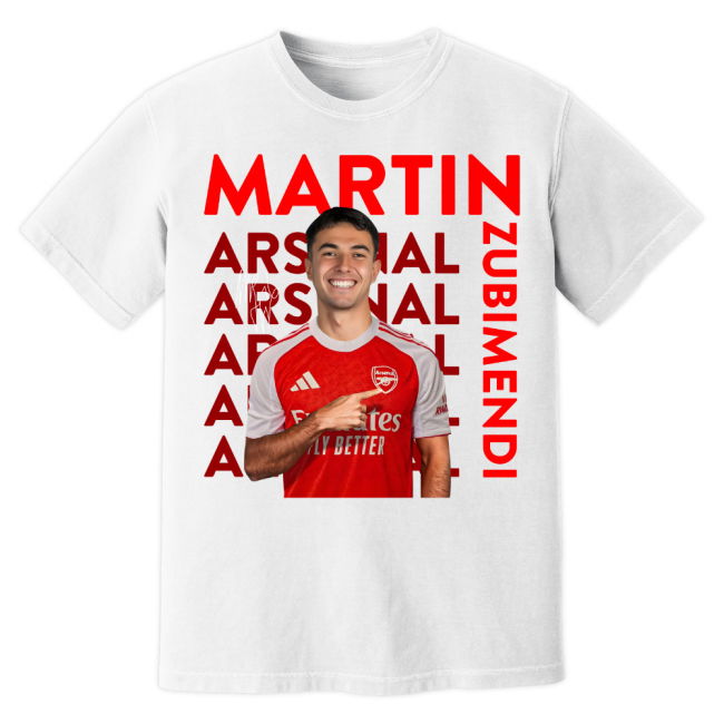 Martin Zubimendi Arsenal New Signing T-Shirt (White)