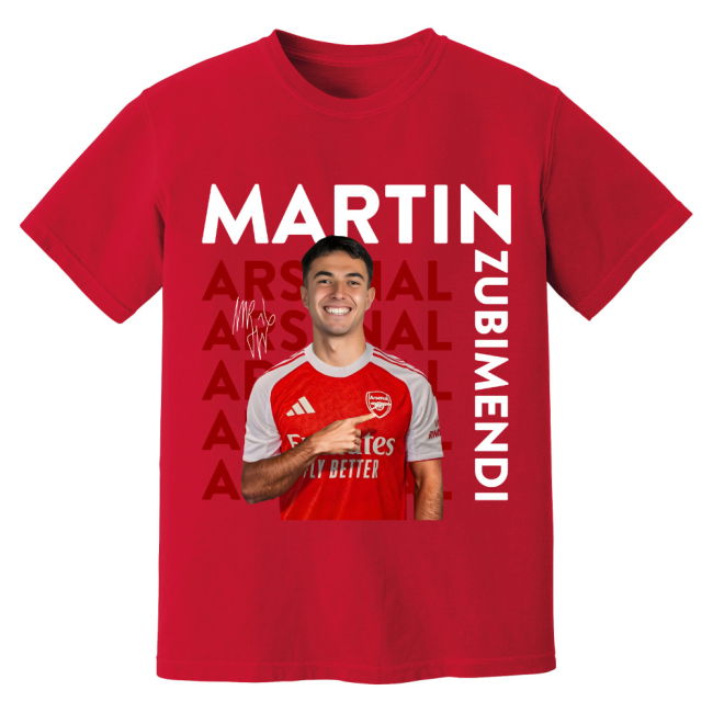 Martin Zubimendi Arsenal New Signing T-Shirt (Red)