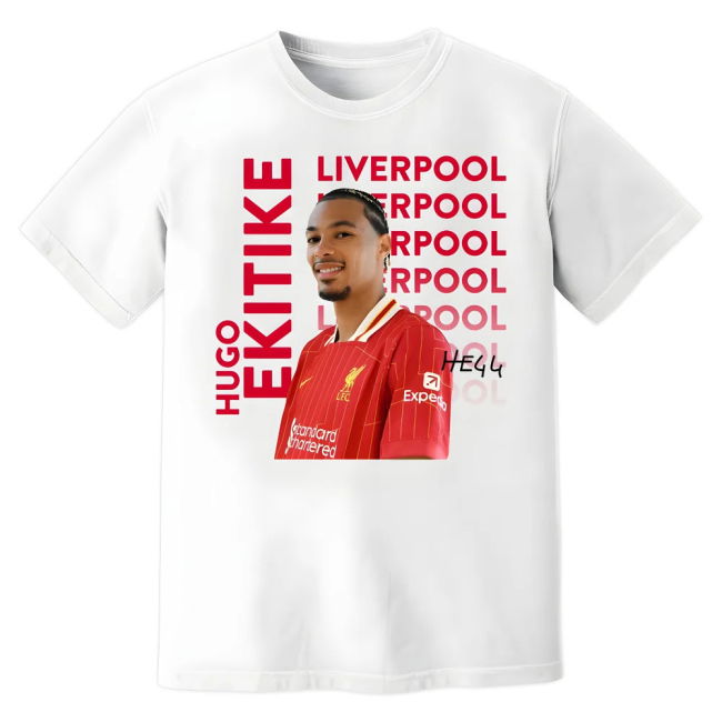 Hugo Ekitike Liverpool New Signing T-Shirt (White)