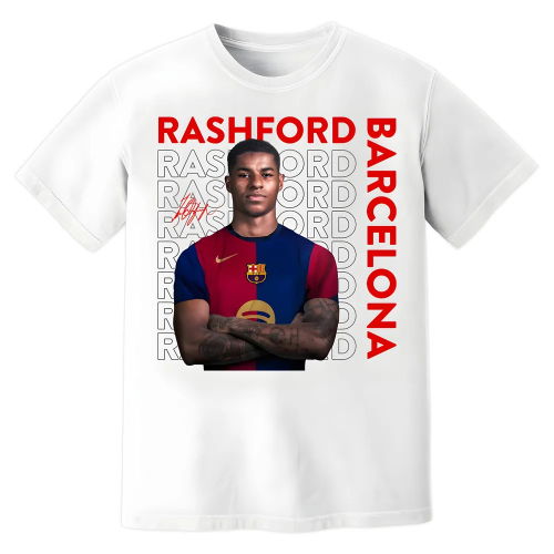 Marcus Rashford Barcelona New Signing T-Shirt (White)