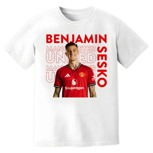 Benjamin Sesko Man United New Signing T-Shirt (White)
