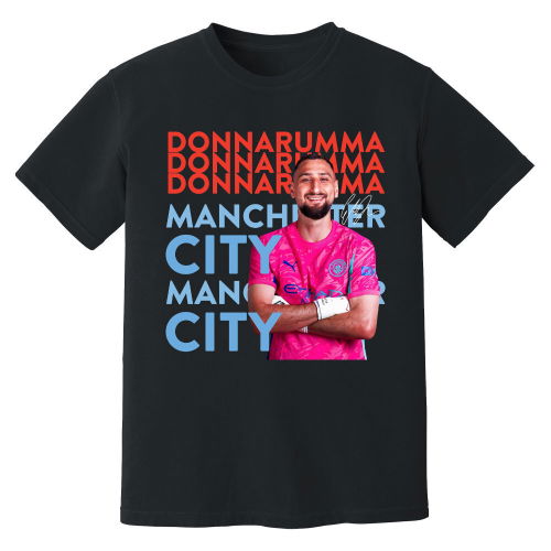Gianluigi Donnarumma Man City New Signing T-Shirt (Black)  Gianluigi Donnarumma Man City New Signing T-Shirt (Black)