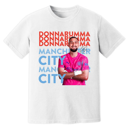 Gianluigi Donnarumma Man City New Signing T-Shirt (White)  Gianluigi Donnarumma Man City New Signing T-Shirt (White)