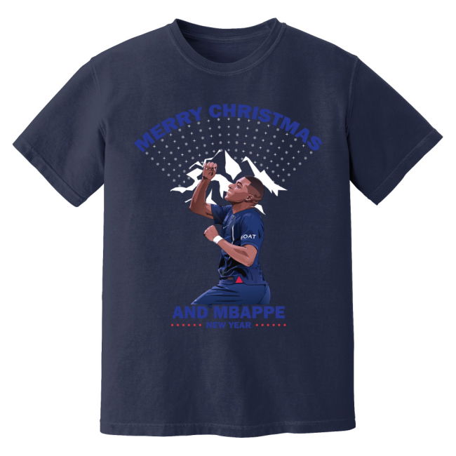 Kylian Mbappe Christmas T-Shirt (Navy)