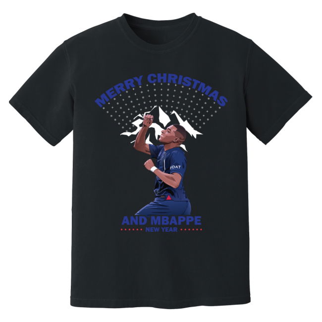 Kylian Mbappe Christmas T-Shirt (Black)