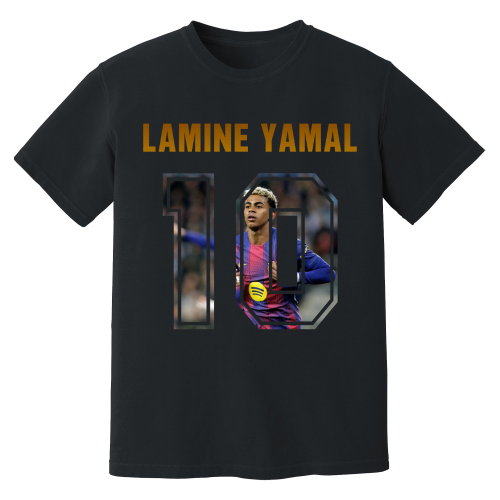 Lamine Yamal Barcelona Name And Number T-Shirt (Black)