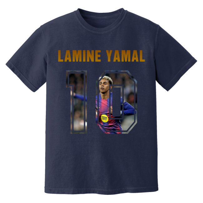 Lamine Yamal Barcelona Name And Number T-Shirt (Navy)