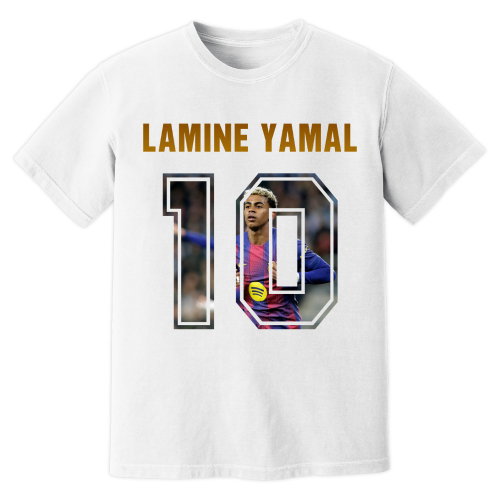 Lamine Yamal Barcelona Name And Number T-Shirt (White)