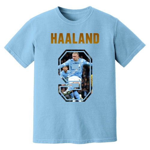 Erling Haaland Man City Name And Number T-Shirt (Sky)