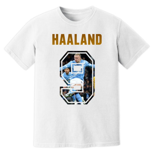 Erling Haaland Man City Name And Number T-Shirt (White)