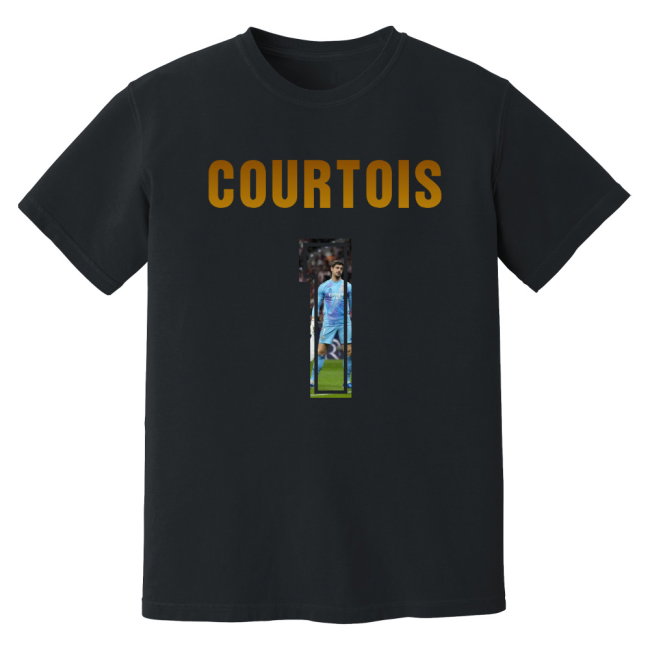 Thibaut Courtois Real Madrid Name And Number T-Shirt (Black)