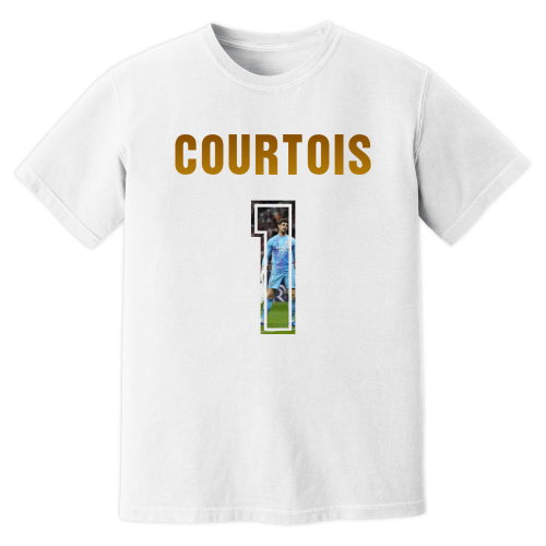 Thibaut Courtois Real Madrid Name And Number T-Shirt (White)