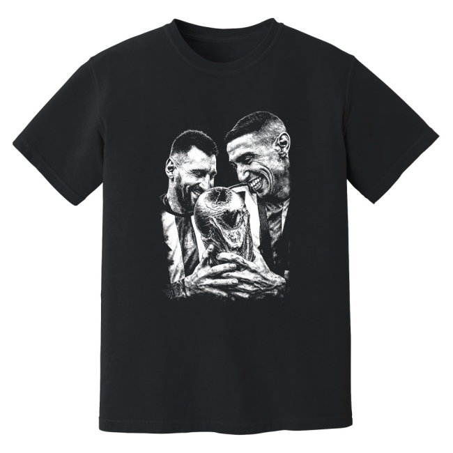 Messi & Di Maria Argentina World Cup Phantom Graphic Tee - Black