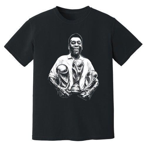 Pele Brazil 3 World Cups Phantom Graphic Tee - Black