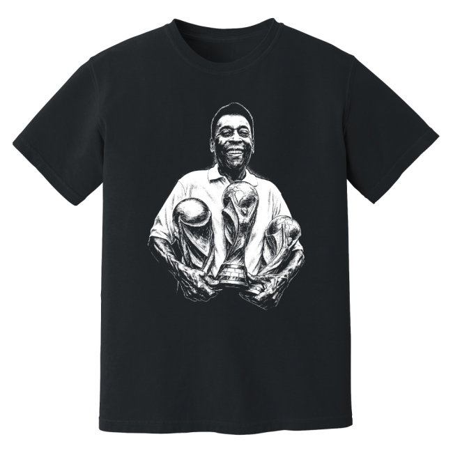 Pele Brazil 3 World Cups Phantom Graphic Tee - Black