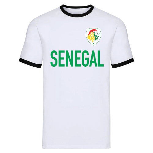 Senegal Logo & Text Ringer Tee (White)