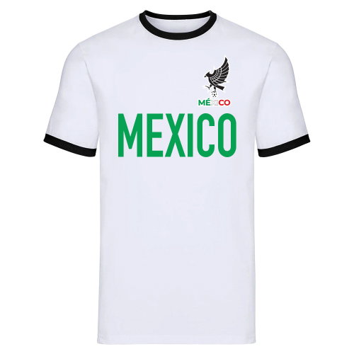 Mexico Logo & Text Ringer Tee (White)
