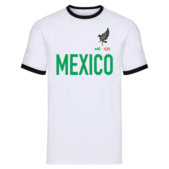 Mexico Logo & Text Ringer Tee (White)