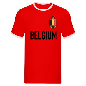 Belgium Logo & Text Ringer Tee (Red)