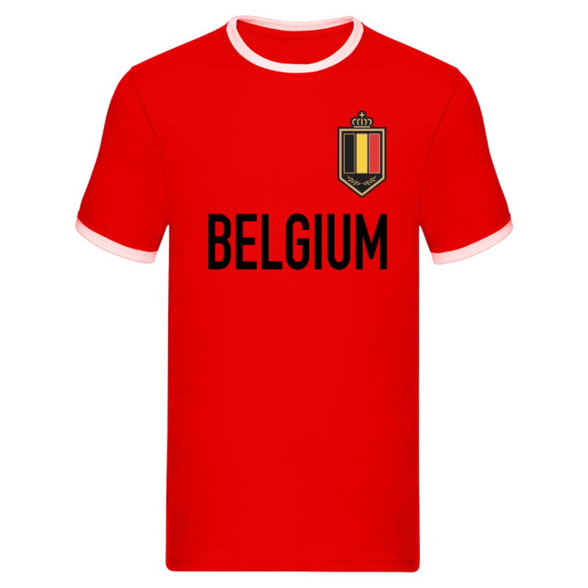 Belgium Logo & Text Ringer Tee (Red)