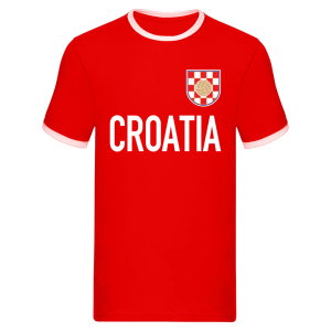 Croatia Logo & Text Ringer Tee (Red)