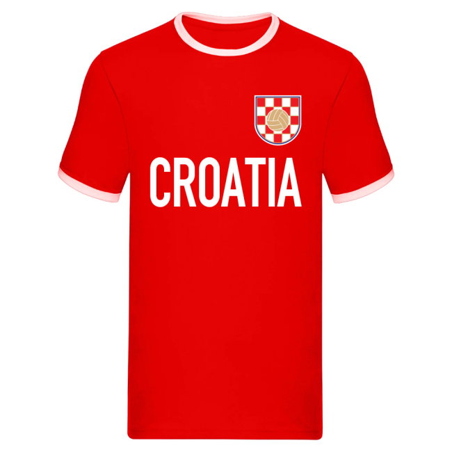 Croatia Logo & Text Ringer Tee (Red)