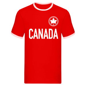 Canada Logo & Text Ringer Tee (Red)