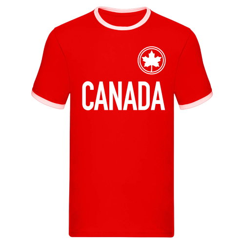 Canada Logo & Text Ringer Tee (Red)