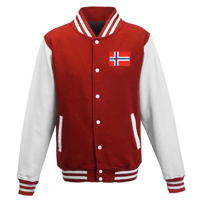 Norway National Team College Baseball Jacket (Red)