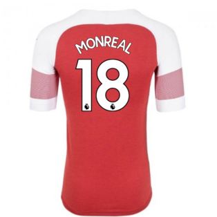 2018-2019 Arsenal Puma Home Football Shirt (Monreal 18) - Kids