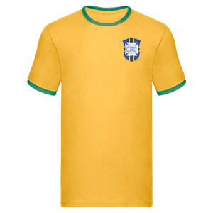 Brazil National Team Embroidered Ringer Tee (Yellow)