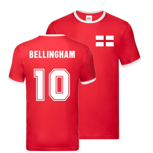 Jude Bellingham England Ringer T-Shirt (Red)