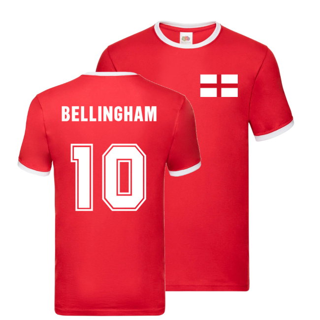 Jude Bellingham England Ringer T-Shirt (Red)