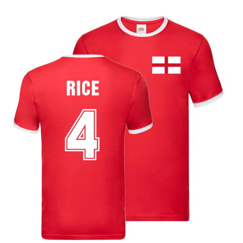 Declan Rice England Ringer T-Shirt (Red)