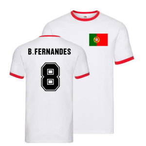 Bruno Fernandes Portugal Ringer T-Shirt (White)