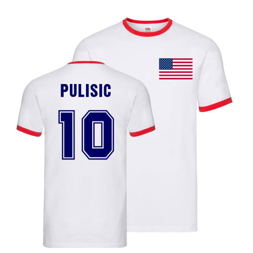 Christian Pulisic USA Ringer T-Shirt (White)