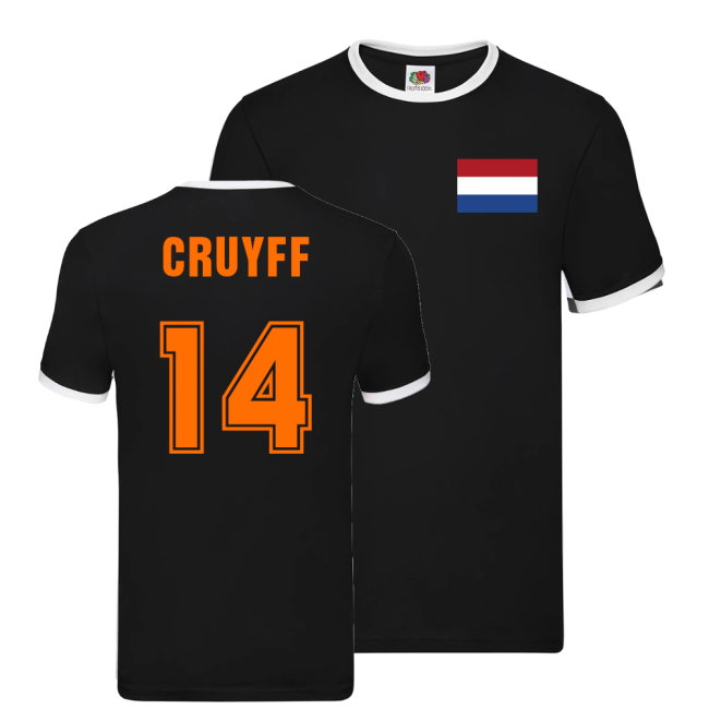 Johan Cruyff Holland Ringer T-Shirt (Black)