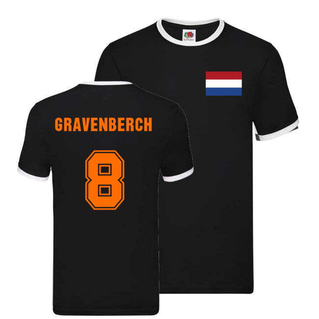 Ryan Gravenberch Holland Ringer T-Shirt (Black)