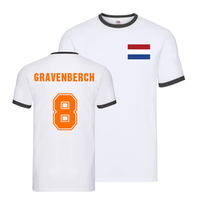 Ryan Gravenberch Holland Ringer T-Shirt (White)