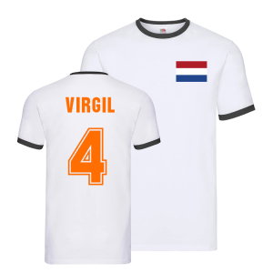 Virgil Van Dijk Holland Ringer T-Shirt (White)