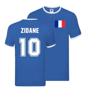 Zinedine Zidane France Ringer T-Shirt (Blue)