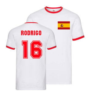 Rodri Spain Ringer T-Shirt (White)