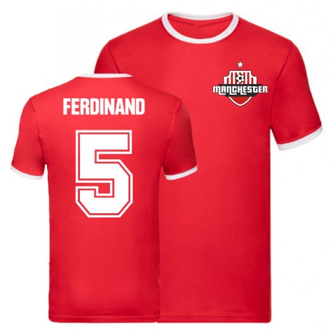 Rio Ferdinand Manchester United Ringer Tee (Red)