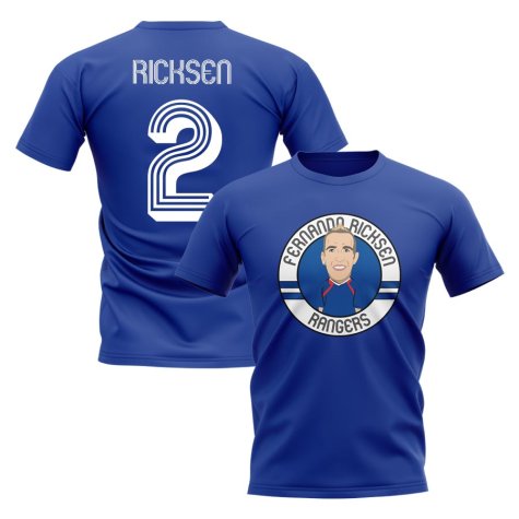 Fernando Ricksen Rangers Illustration T-Shirt (Blue)
