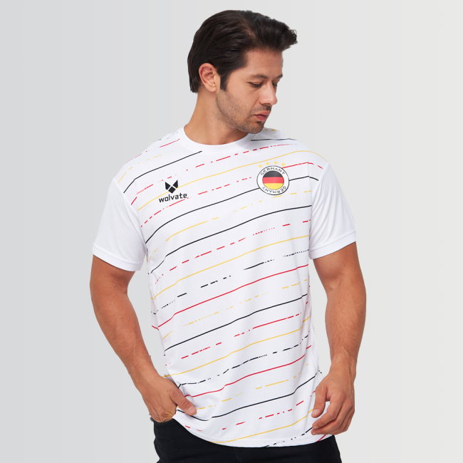 Germany Legacy Football Jersey Striped (Wolvate) kids Kids Short Sleeve