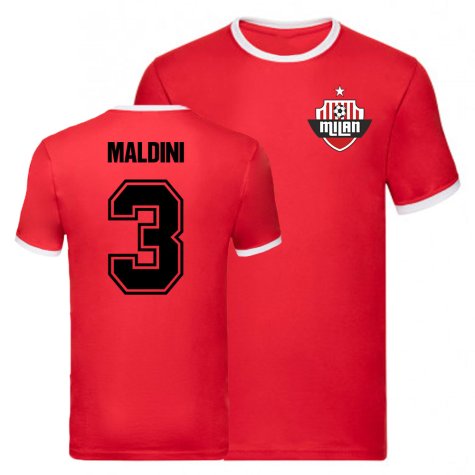 Paolo Maldini AC Milan Ringer Tee (Red)